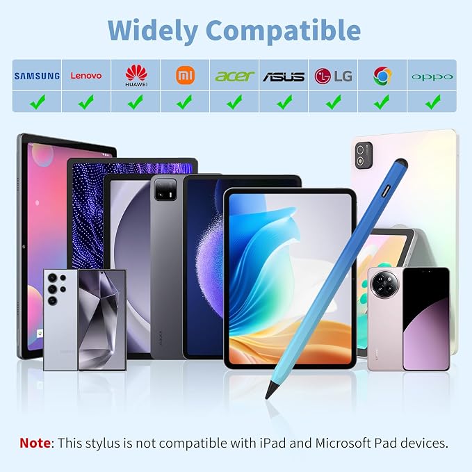COO Universal Active Stylus Pen for iOS Android &amp Samsung Touch Screens | Smart Digital Stylus for Lenovo/Vivo/Mi/HUAWEI Tablets iPhone/Samsung/Pixel Phones for Drawing&ampWriting Gradient Blu