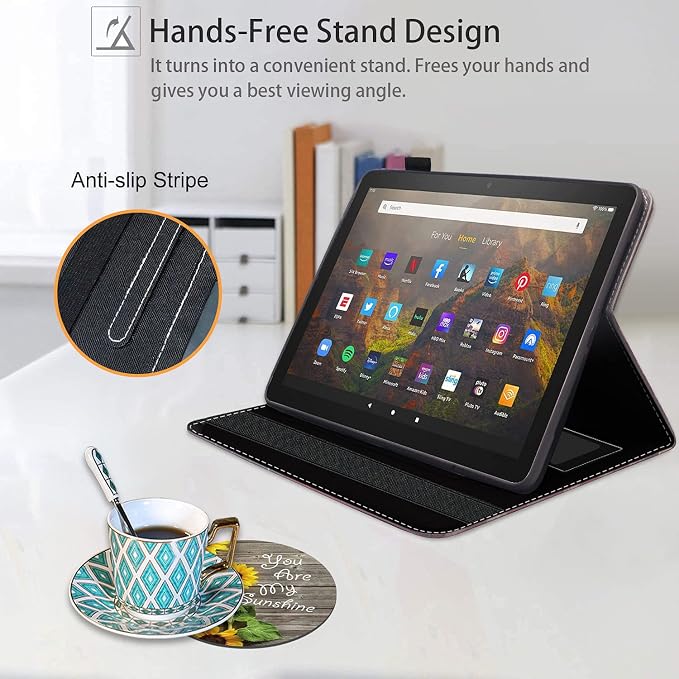 Case for Amazon Fire HD 10 Tablet (9th/7th Gen 2019/2017 Release) Premium PU Leather Cover with Auto Sleep Wake Feature Folio Case for Fire 10.1 Tablet Bible Verse Jeremiah 29:11