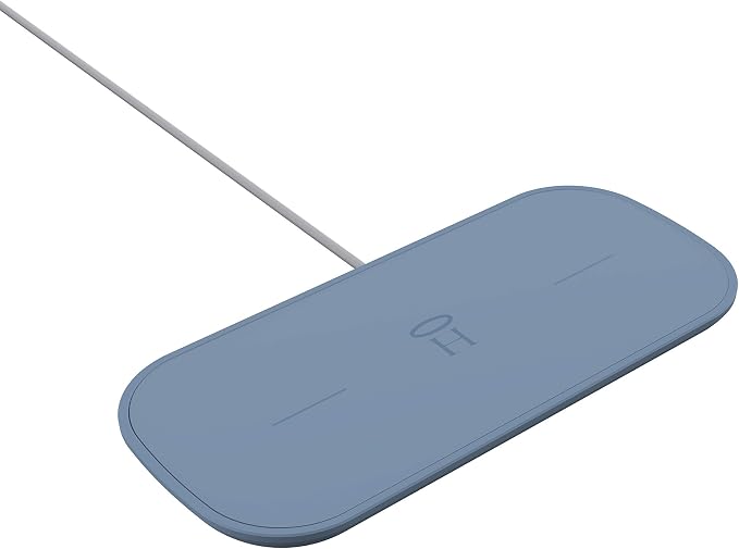 Halo Dual Wireless Charging Pad - Made for Apple Airpods iPhone 12 Pro 12 Pro Max 12 Mini iPhone 11 11 Pro 11 Pro Max and Samsung Other Qi-Enabled Devices - Moody Blue