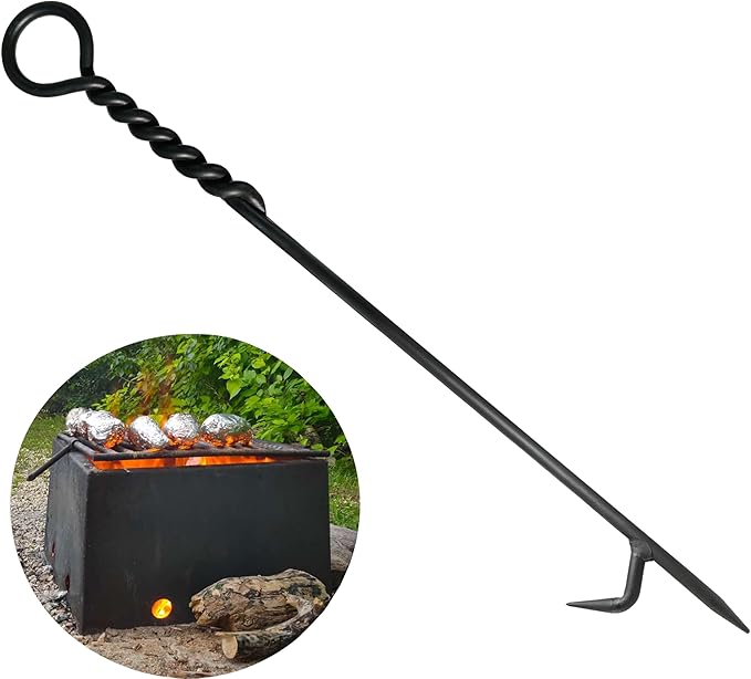 Stecoeico Fire Poker. 40 Inch, Strong & Sturdy and Durable One Piece Fire Pit Poker. Sturdy Extra Long Fireplace Poker with Strength. Perfect Fire Poker for Camping, Backyard Fire Pit and Fireplace.