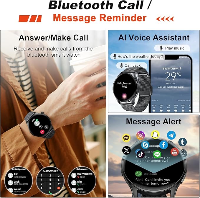 Smart Watch for Men Women Fitness: Make Answer Call Running Digital Mens Watches Waterproof Smartwatch Android Phone iPhone Samsung Compatible Step Pedometer Tracker Heart Rate Sleep SpO2 Monitor