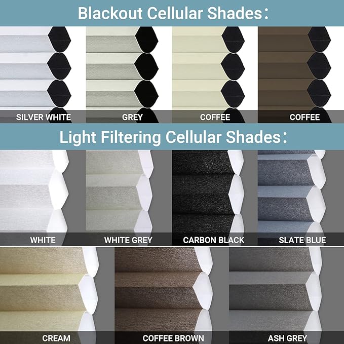 SmartWings Cellular Fabric Samples,100% Blackout & Light Filtering Fabric, Used in Hazel Cellular Shades, Multi-Color