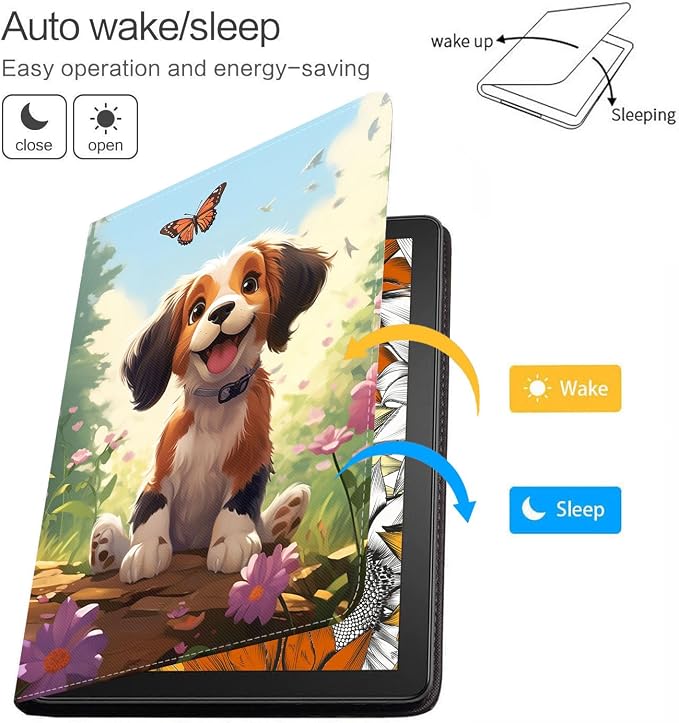 Case for Samsung Galaxy Tab A 8.0 2019 (SM-T290/T295/T297) Slim Lightweight PU Leather Stand Cover with Auto Wake/Sleep for Galaxy Tab A 8.0 Inch Abstract Watercolor Art Dogs