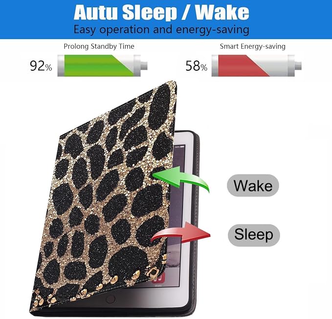 Case for iPad 6th/5th Generation (2018 2017 Model 9.7 Inch) iPad Air 2/Air 1 (9.7 Inch) Slim PU Leather Stand Folio Cover with Auto Wake Sleep African Woman Wolf
