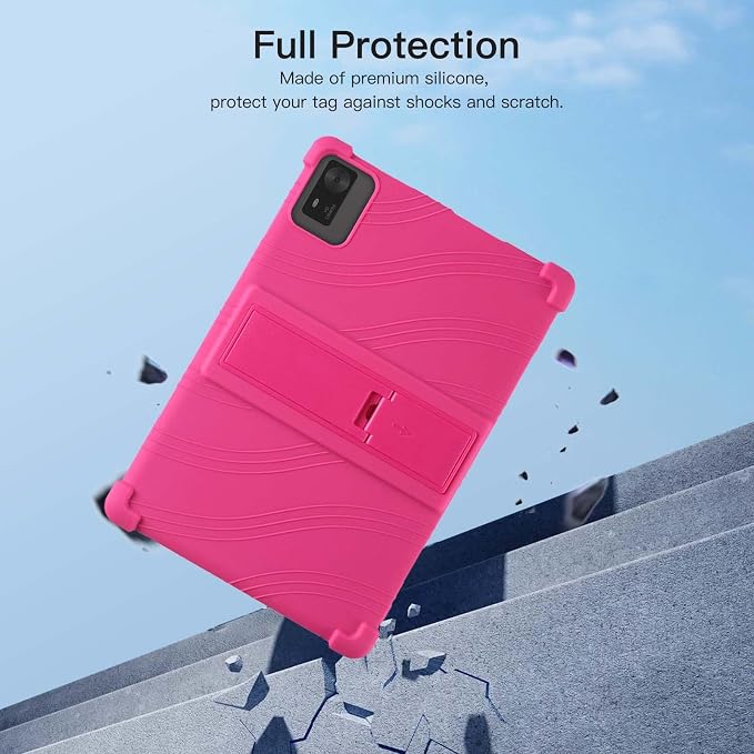 Case for HUION Kamvas Slate 11 Tablet 10.95 inchSoft Silicone Protector CoverKids FriendlyAdjustable Stand Tablet Cover4 Corners Thicken ShockproofPink
