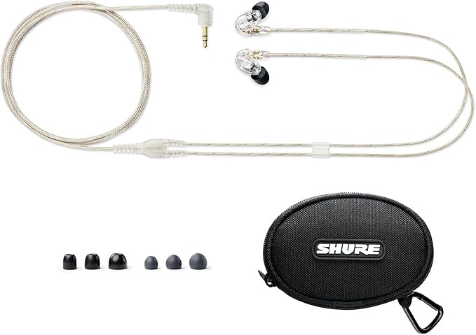 Shure SE215 PRO Sound Isolating Wired Earbuds - Black | Professional in-ear monitors with deep bass single dynamic driver secure fit detachable cable and carrying case