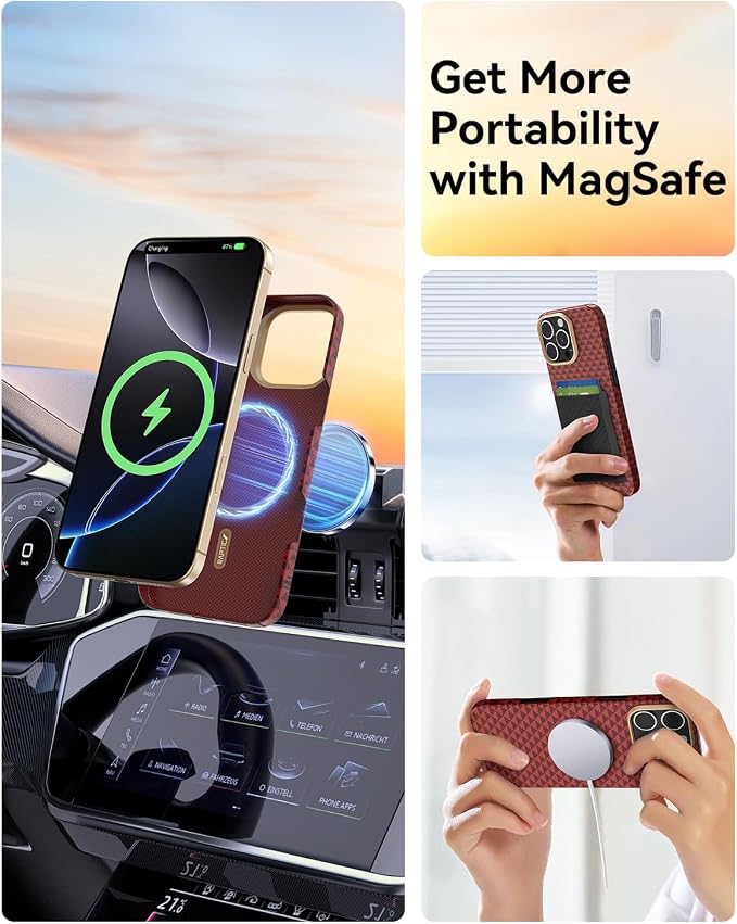 RAPTIC Aramid Fiber Case for iPhone 16 Pro Compatible with MagSafe Non-Slip &amp Slim 600D Aramid Fiber [Military Grade Drop Tested] Anti-Scratch Shockproof Protective Case 6.3 inch Black