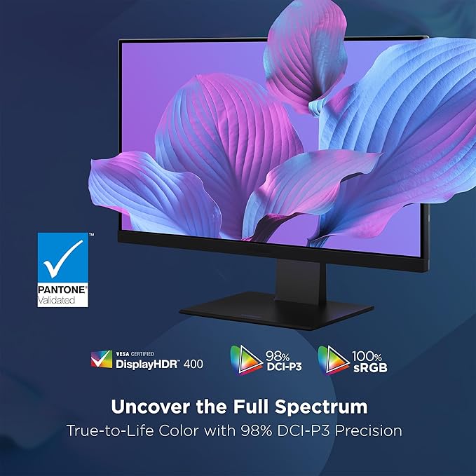 ViewSonic VP2488-4K 24 Inch 4K Mac-Ready Monitor with 100% sRGB, 98% DCI-P3, Pantone Validated, Advanced Ergonomics, Thunderbolt 4, USB Hub, HDMI, and DP for Home and Office