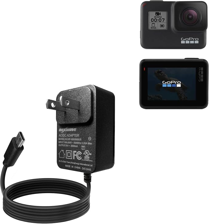BoxWave Charger Compatible with GoPro Hero 7 Black - Wall Charger Direct (15W) Rapid Charge Your Device with Built-in 3ft Cable