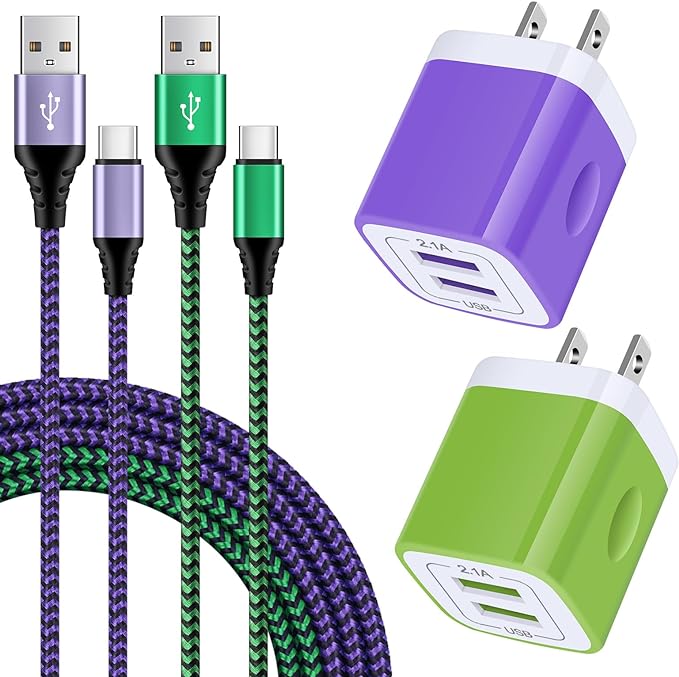 USB Type C Charger Plug Dual Port Fast Wall Charger Phone Charging Block with 2Pack 6Ft C Cable for Samsung Galaxy S26 S25 S24 S23 S22 S21 S20 A16 A54 A53 A23iPhone 17 16 15Google Pixel 10 9 8 7 Pro