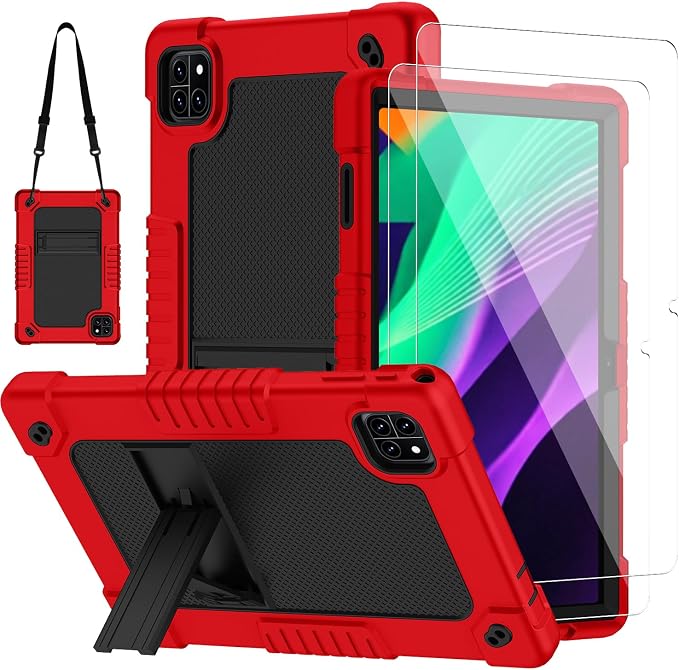 for Callsky-Tab Cpad 10 Tablet 10.1 inch Case with 2 Pcs Screen ProtectorHeavy Duty Shockproof Stand Shoulder Strap Case for Callsky-Tab Ctab 10/Callsky-Tab Cpad 10 Tablet (Black)