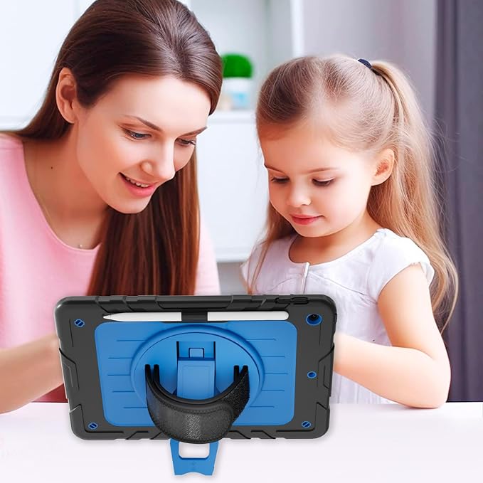 Case for iPad 9th/8th/7th Generation10.2 Shockproof 360 Rotating Stand Shoulder Hand Strap with Pencil Holder for iPad 10.2 inch 2021/2020/2019 Case (Black)