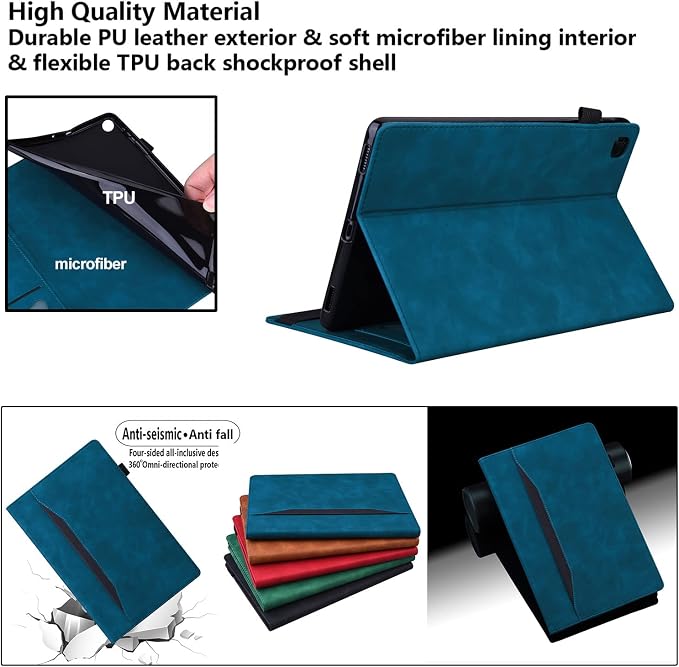 Fire HD 8 Case Slim Folding Stand Auto Wake/Sleep Wallet Case with Cards/Cash Holder for Amazon Fire HD 8(8th/7th/6th Gen 2018/2017/2016 Release)-Black