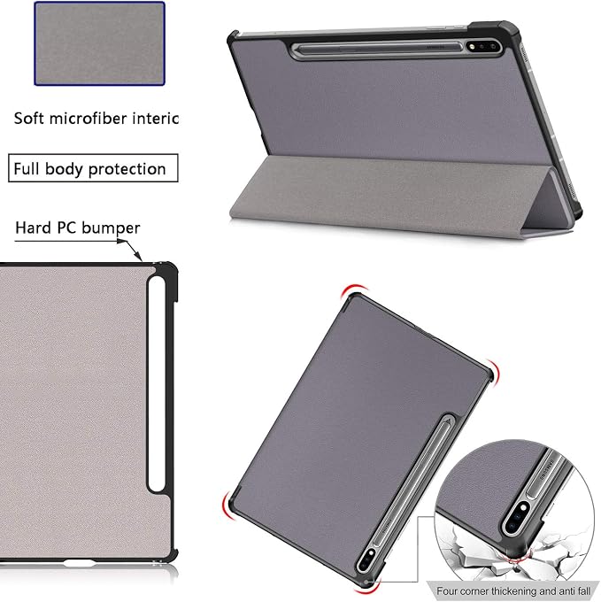 Case for Samsung Galaxy Tab S8 Plus 12.4 2022/S7 FE 2021/S7 Plus 2020 (SM-X800/X806/T730/T733/T736/T738/T970/T975/T976) Lightweight Tri-Fold Stand Thin Cover Auto Wake/Sleep Almond Blossom