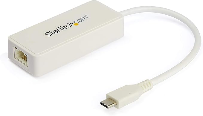 StarTech.com USB C to Gigabit Ethernet Adapter w/USB A Port - White 1Gbps NIC USB 3.0/USB 3.1 Type C Network Adapter - 1GbE USB-C RJ45/LAN TB3 Compatible Windows MacBook Pro Chromebook (US1GC301AUW)