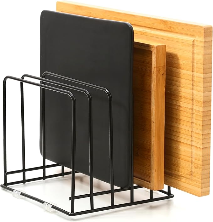 QSYZanZan Cutting Board Organizer(1 Pc),Kitchen Cabinet Dividers for baking sheets,Bakeware Holder with 5 Slots,Space Saving,for used to Baking Tray and Chopping Storage