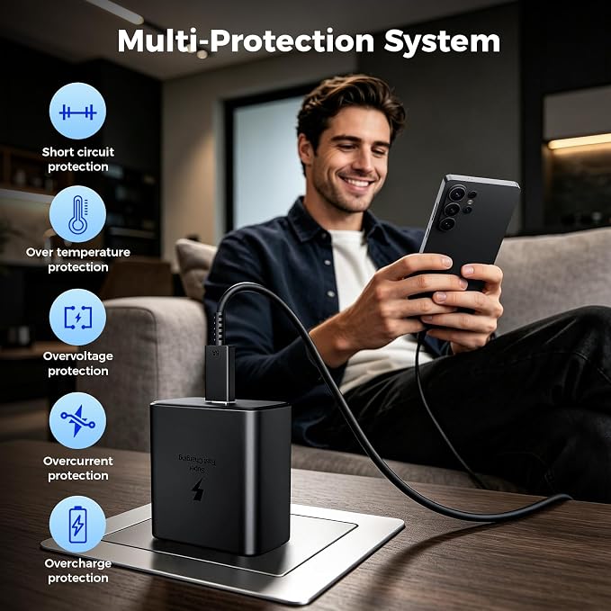 45W USB C Fast Charger 2-PackType C Fast Charging Block with 6Ft Cable | for Samsung Galaxy S26 Ultra/S26/S26+/S25 Ultra/S24/S23/S22/S21/Note 10/iPhone 17/16/15 and More