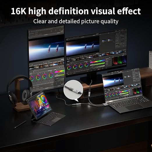 Long USB C Extension Cable 10FT Compatible with Thunderbolt 540Gbps Data &amp 240W Charging 8K@120Hz Video for Display Type C Male to Female Extender for Thunderbolt 4/3 /SSD/USB Hub/Dock