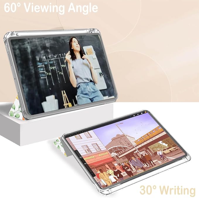 Feams Case for iPad mini 7 A17 Pro 2024/iPad Mini 6 2021 Slim Lightweight Trifold iPad mini 7 A17 Pro Case 8.3 Inch 2024 Clear Back Cover with Pencil Holder &amp Auto Sleep Blue Bow