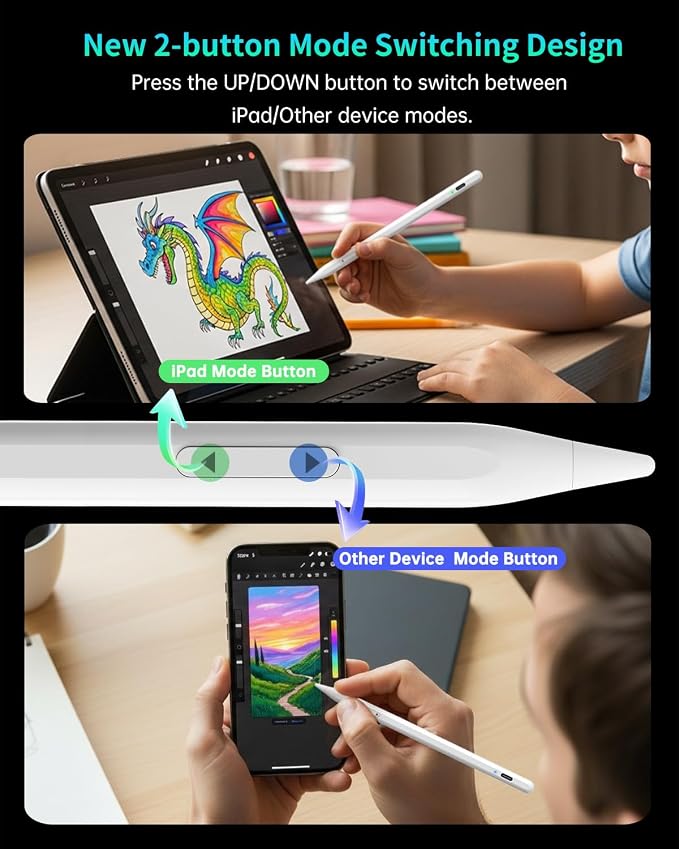 MEKO Universal Stylus Pen for Apple iPhone &amp Android &amp iPad 2X Fast Charge Active Stylus Pencil for All Touch Screen High Sensitivity Capacitive Stylus for Smartphone Apple Watch Tablet-Lihg
