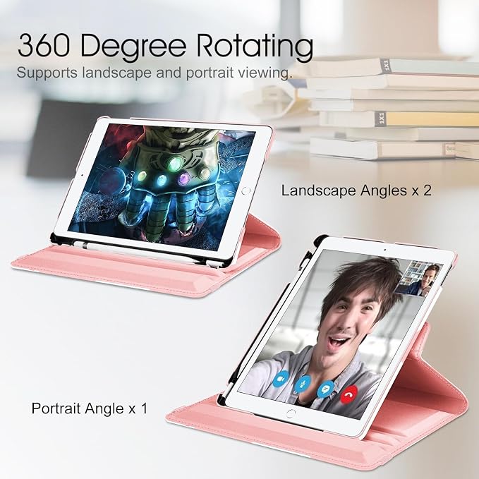 Fintie 360° Rotating Case for iPad 9th / 8th / 7th Generation 10.2 Inch | Swivel Stand Portrait &amp Landscape Viewing Shockproof Cover with Pencil Holder Auto Wake/Sleep Aqua Wave