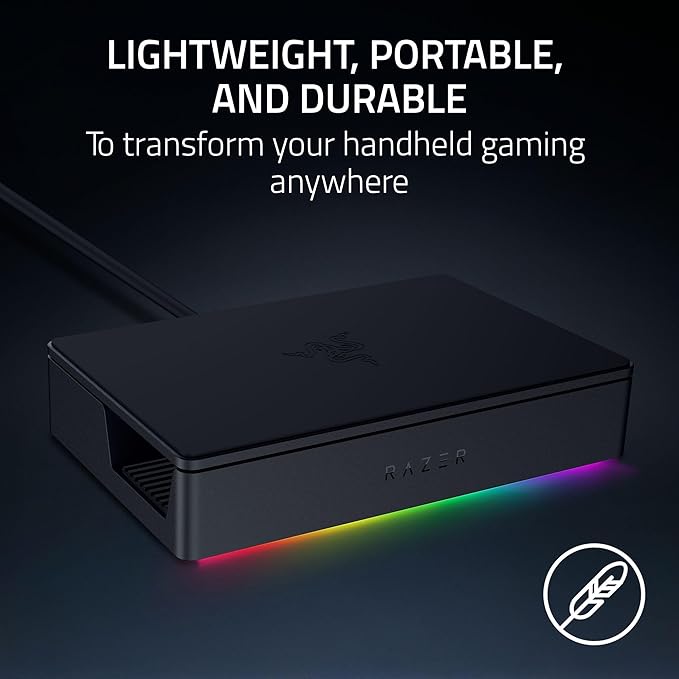 Razer Handheld Dock Chroma: Charging Hub & Expand Connectivity for Mobile Gaming & Tablets - iPhone 16, Steam Deck, ROG Ally, Switch & More - USB C, USB A (3), HDMI, GbE - 100W Power Passthrough