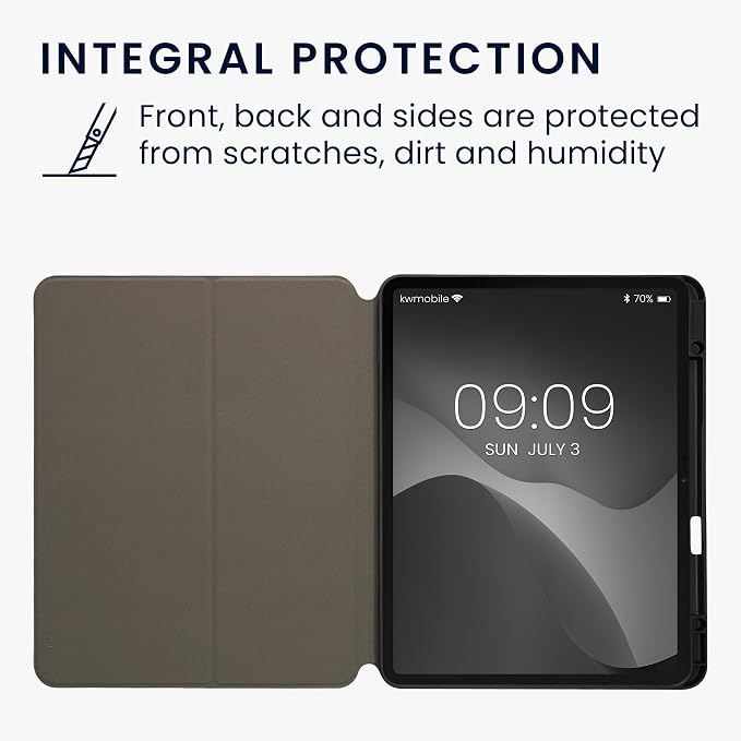 kwmobile Case Compatible with Apple iPad Pro 13 (2024) - Case PU Leather and Canvas Cover with Stand Feature - Anthracite/Black