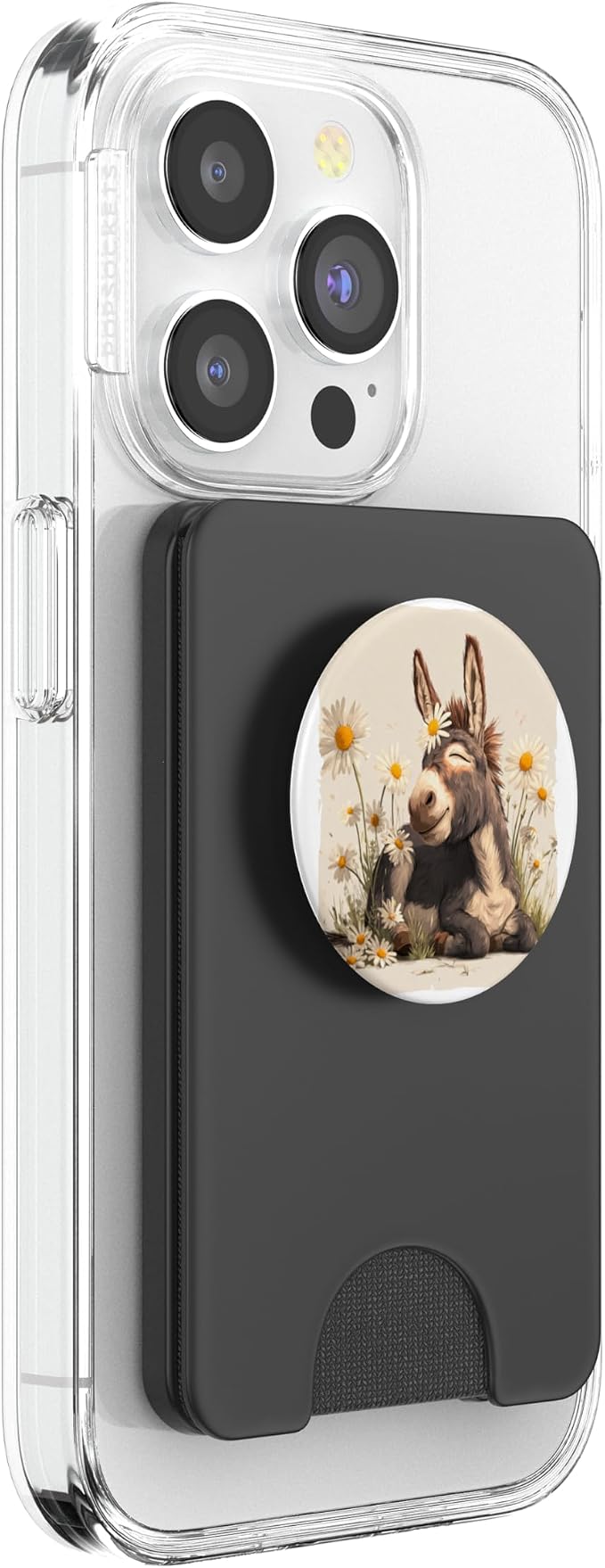 Happy Donkey Face with Flowers and Dandelion PopSockets PopWallet for MagSafe