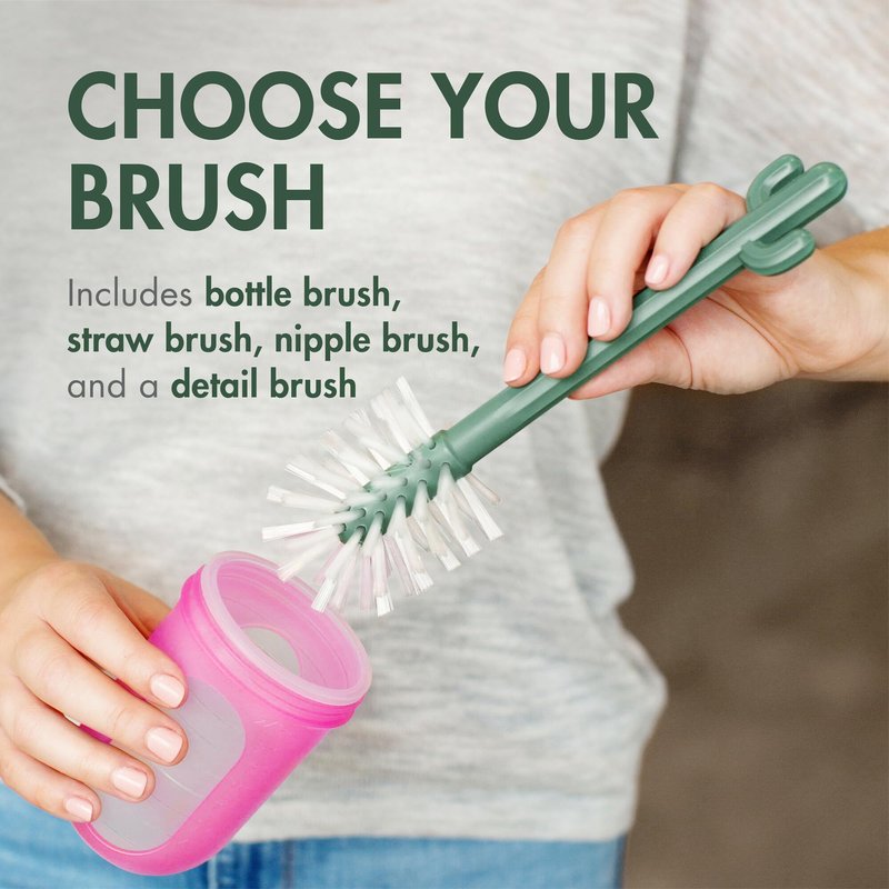 Boon Cacti Bottle Cleaning Brush Set, Terracotta , 4 Piece Set