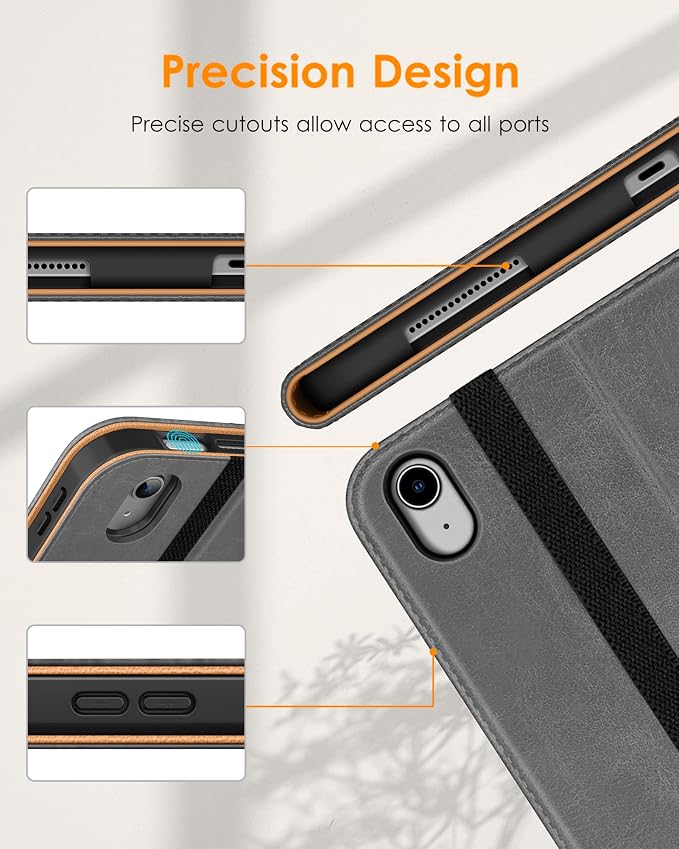 DTTO for iPad (A16) 11th Generation 11-inch &amp 10th Gen Case Brown | Premium Leather Business Cover with Pencil Holder Hand Strap &amp Pocket Corner Protection Auto Sleep/Wake for Work &amp
