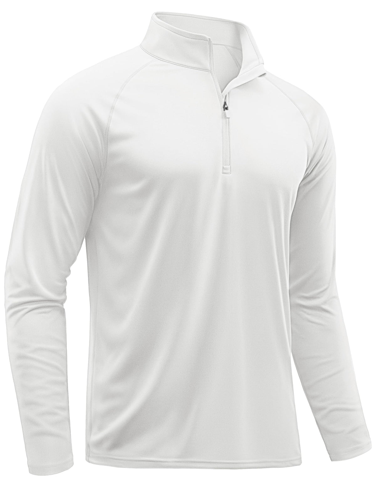 TACVASEN Men's White Medium 1/4 Zip Long Sleeve Sun Protection Shirt