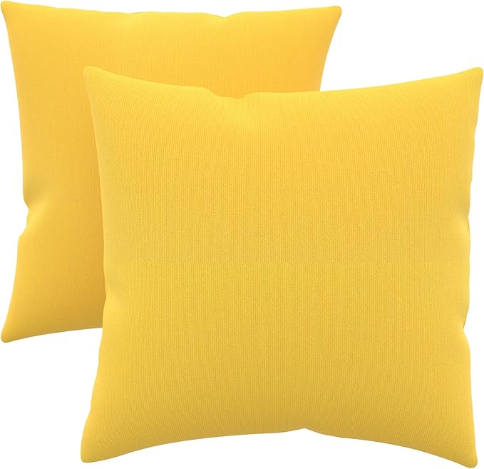 Covers & All Sunbrella Outdoor Throw Pillows, Pack of 2 Water Resistant & UV Fade Resistant Premium Square Throw Pillows (Inserts with Covers) for Indoor & Outdoor Use,16" x 16" Canvas Sunflower