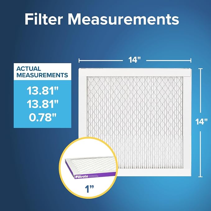 Filtrete 14x14x1 AC Furnace Air Filter, MERV 12, MPR 1500, CERTIFIED asthma &