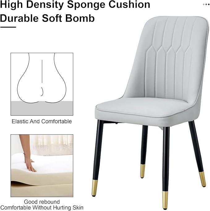 Dining Chairs Set of 6，Modern Dining Chairs, Equipped with PU Leather Backrest Cushions and Black Metal Legs, Suitable for Restaurants, Kitchens, and Bedrooms Dining Room Chairs