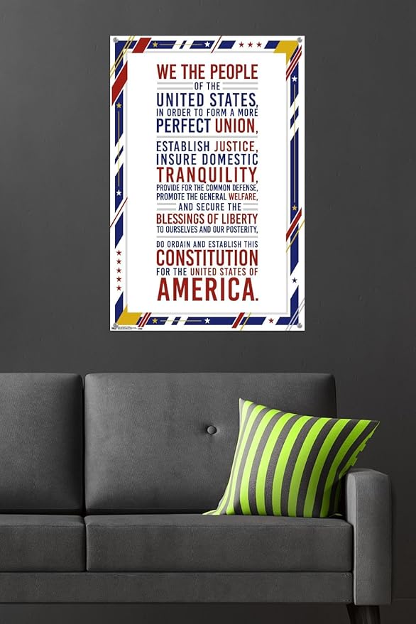Trends International The United States Of America - Constitution Preamble Wall Poster, 22.37" x 34.00", Poster & Push Pin Bundle