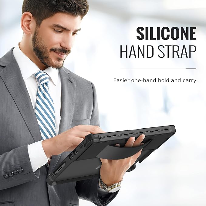 MoKo Case Fits Microsoft Surface Pro 8 13 2021 Release Tablet Black | All-in-One Protective Rugged Cover Case Hand Strap Compatible with Type Cover Keyboard
