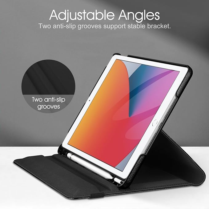 Fintie 360° Rotating Case for iPad 9th / 8th / 7th Generation 10.2 Inch | Swivel Stand Portrait &amp Landscape Viewing Shockproof Cover with Pencil Holder Auto Wake/Sleep Aqua Wave