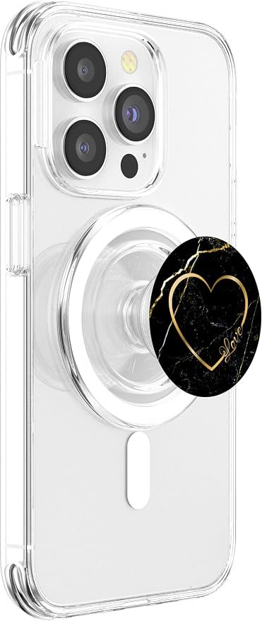Love Heart Gold Black Marble-Look Cute for Girls Women Her PopSockets Adhesive PopGrip