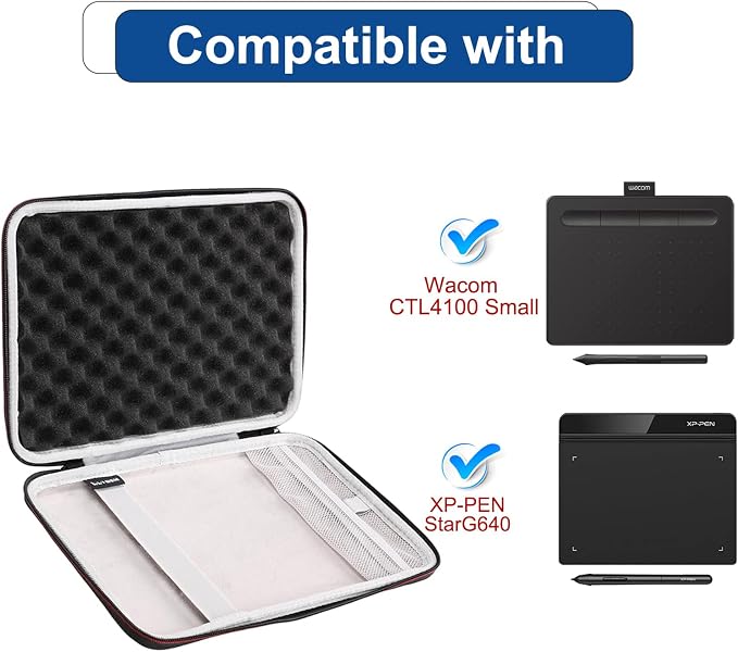LTGEM Tablet Case for Wacom Intuos Small Graphics Drawing Tablet fits Model # CTL4100 or XPPen Graphics Tablet fits Model # StarG640 (Black)