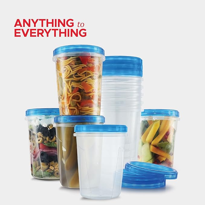 Tafura 10 Pack Leakproof Freezer Containers for Food with Twist Top Lids - 32 Oz BPA Free Reusable Plastic Soup Containers with Screw On Lids - Ideal for Meal Prep, Leftovers & Pantry Organization