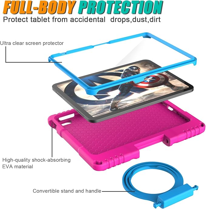Kids Case for iPad 10th Generation 10.9-inch (2022) &amp iPad Air 11-inch M2 (2024) &amp iPad Pro 11-inch M4 (2024) Lightweight Shockproof Case Built-in Screen Protector with Handle Stand Black