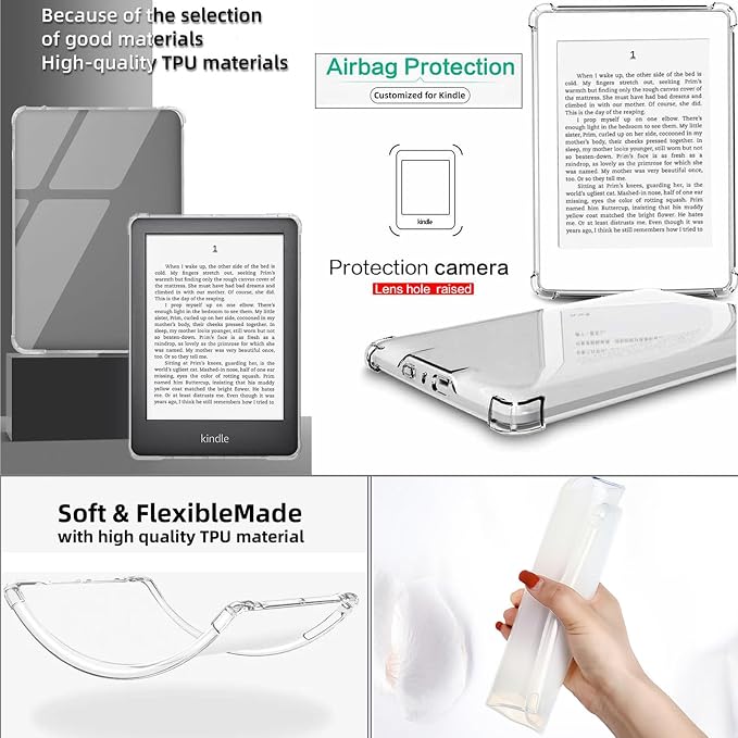 Clear Case for All-New Amazon Kindle Fire Max 11 Tablet (13th Generation 2023 Release) 11 Slim Lightweight Shell Transparent Soft TPU Back Shockproof Crystal Reinforced Corner Cover Clear