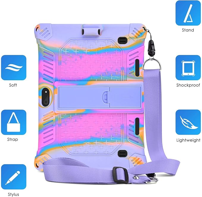 DETUOSI Case for YELLYOUTH 10.1 Tablet Soft Silicone Lightweight Case Compatible with Dragon Touch Notepad K10 ZONKO 10.1 Beyond Tab 10.1 with Stylus Pen and Shoulder Strap Black