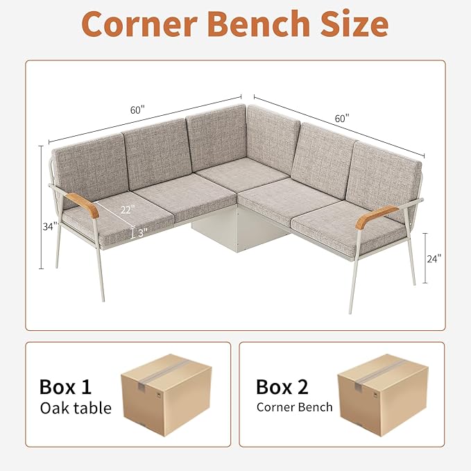 VFK 3 Piece Dining Table Set, 51 Inch Modern Kitchen Folding Breakfast Table with Right Seat Storage Corner Stools and Dining Chairs for Home Dining Room Furniture