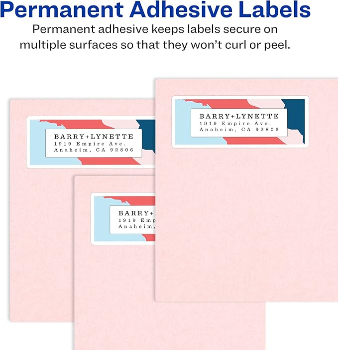 Avery Printable Return Address Labels with Sure Feed Technology, 2/3" x 1-3/4", White, Laser & Inkjet Compatible, 600 Blank Labels per Pack, Great for High-Volume Mailing (5-Pack of 18294)