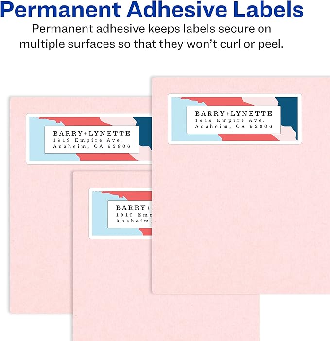 Avery Return Address Labels, Inkjet Printers, 1,500 Labels, 2/3 x 1-3/4, Permanent Adhesive, 5 Packs (8195)
