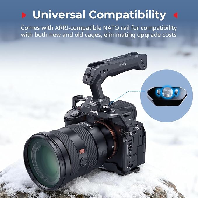 SMALLRIG Quick Release Top Handle, Dual-Direction & Compatible QR-Slide NATO Rail for ARRI with 1/4"-20 Screw, Ergonomic Design,15kg Max. Load,Built-in Multiple Mounting Points,HawkLock H21-5632
