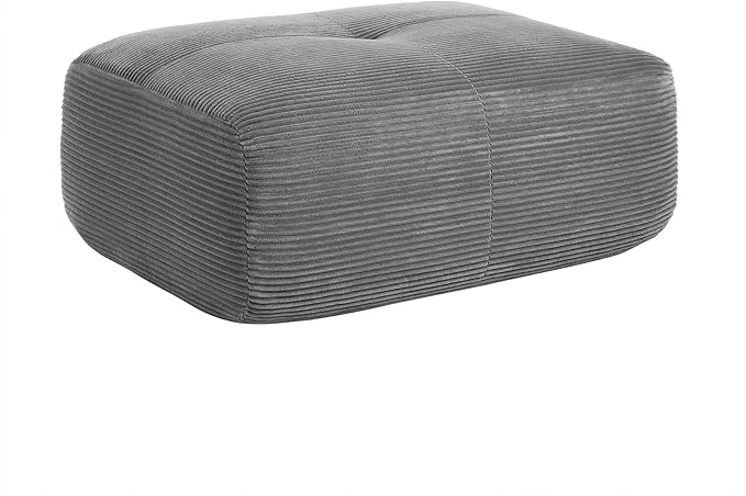 Gray Ottoman for Modular Sectional Sofa, Corduroy Deep Seat for Oversized Compressed Boneless Sectional Couches for Living Room Bedroom Apartment, Cloud Sofa Couch, Memory Foam, No Assembly