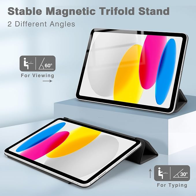 Magnetic Case for iPad (A16) 11th Generation 11 Inch 2025 Smart Folio for iPad 10th Generation 10.9 inch 2022 Trifold Stand Tablet Cover with Auto Sleep/Wake Slim Lightweight Case Black