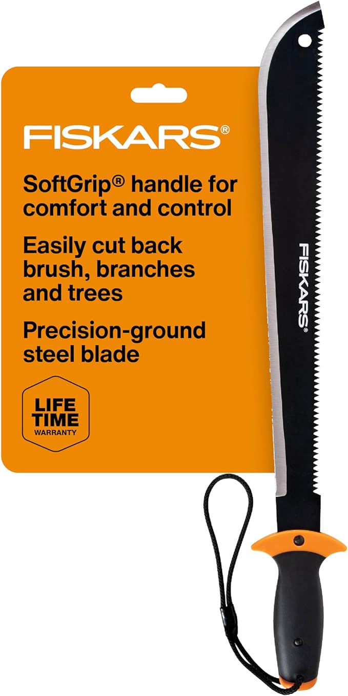 Fiskars Machete Saw, Gifts for Dad, Tempered Steel Blade and Lanyard, 18", Black